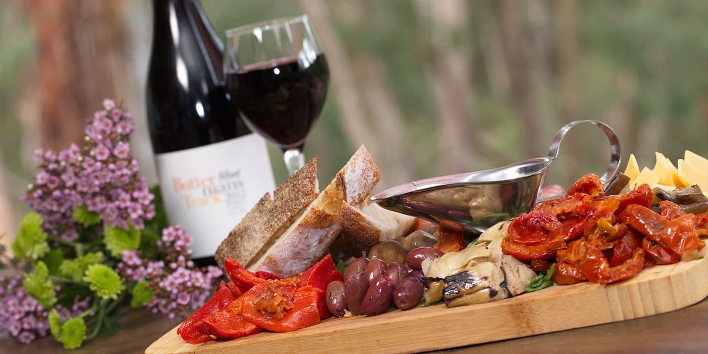 Local wine with a grazing platter at Dark Horse Café